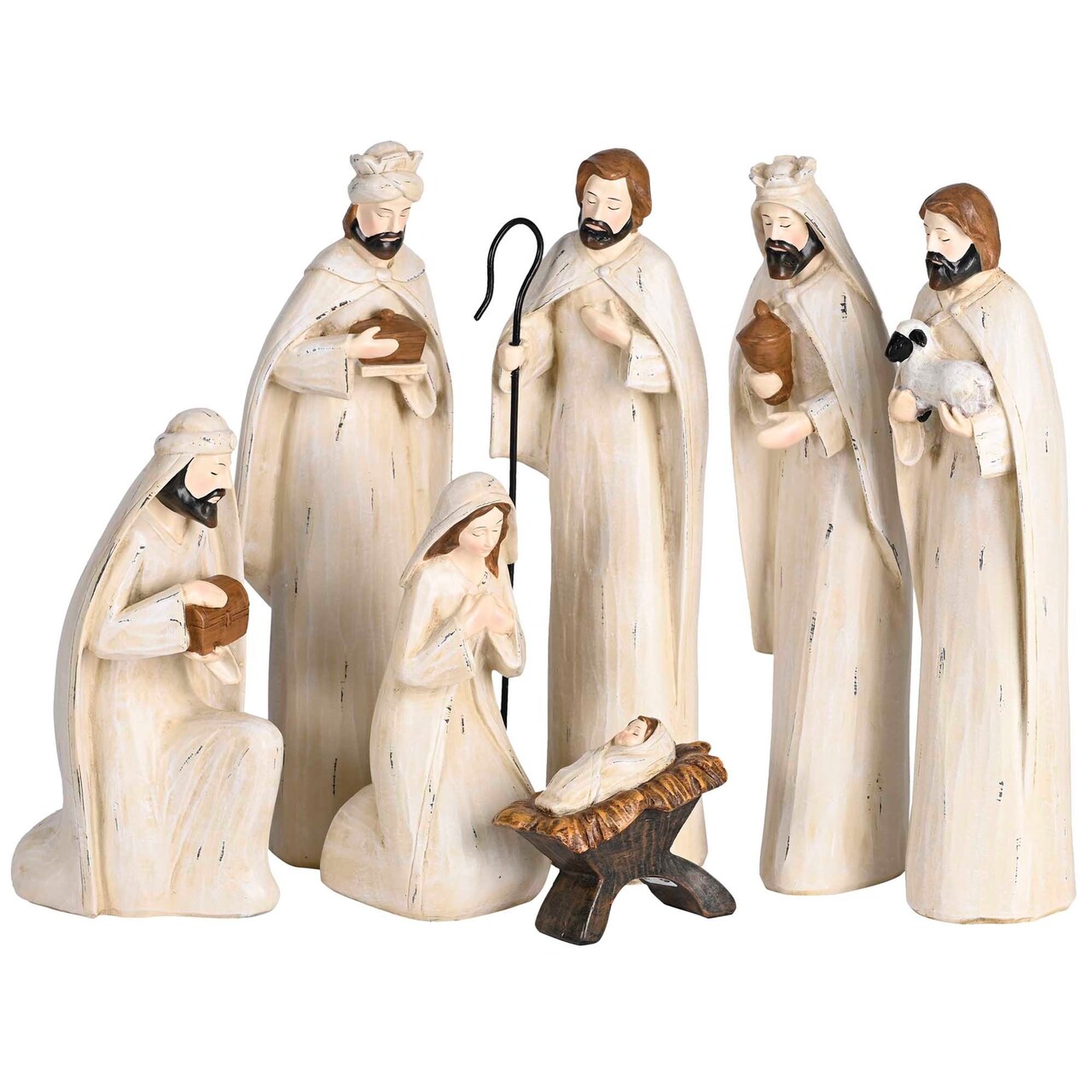 Edge Collection - White - Elegant Vintage Nativity Figurine Set - 1 Set